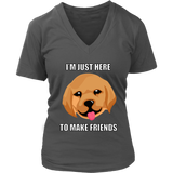 Friendly Dog Graphic Tshirt - Cute Dogs Make Friends Tee - Womens Plus Size Up To 4X