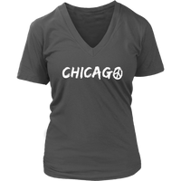 Chicago Illinois Peace Sign T-Shirt Retro Hippie Windy City Womens Plus Size