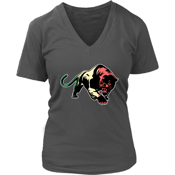 Multi Color Growling Panther Shirt - Big Cats Lover Tee - Womens Plus Size Up To 4X