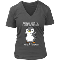 Penguins Can't Fly Cute Penguin Bird Flightless Animal V-Neck T-Shirt Womens Plus Size S-4XL