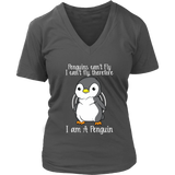 Penguins Can't Fly Cute Penguin Bird Flightless Animal V-Neck T-Shirt Womens Plus Size S-4XL