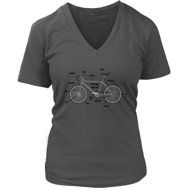 Bicycle Parts T-Shirt - Biking Tshirt - Bike Graphic Tee - Womens Plus Size up to 4X