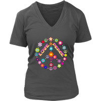 Peace Love Sign T-Shirt - Cute Retro Flowers Tee - Womens Plus Size up to 4X