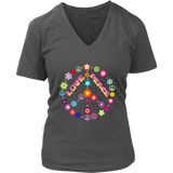 Peace Love Sign T-Shirt - Cute Retro Flowers Tee - Womens Plus Size up to 4X