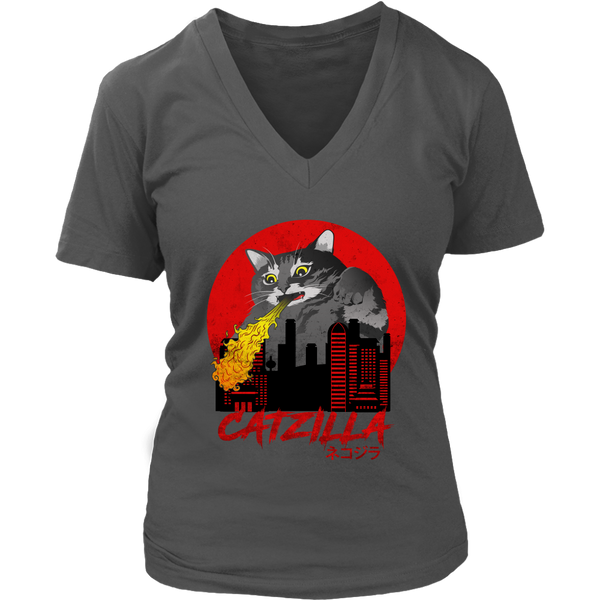 Catzilla T-Shirt - Cat Monster Tee - Japanese T Shirt - Womens Plus Size up to 4X