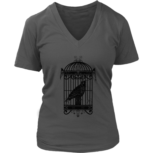 Bird On A Cage T-Shirt - Pet Tshirt - Crow Tee - Womens Plus Size up to 4X