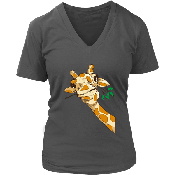 Funny Giraffe Safari Zoo Animal Love Giraffes V-Neck T-Shirt Womens Plus Size S-4XL