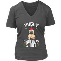 Pugly Ugly Pug Dog Tshirt - Christmas Doggy T-Shirt - Womens Plus Size Up To 4X