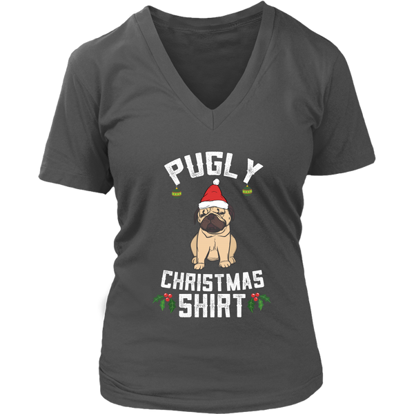 Pugly Ugly Pug Dog Tshirt - Christmas Doggy T-Shirt - Womens Plus Size Up To 4X