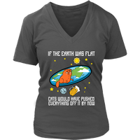 Funny Flat Earth Cat Joke T-Shirt - Flat Earther Society - Womens Plus Size Up To 4X