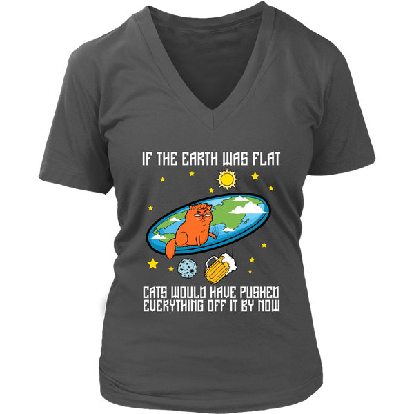 Funny Flat Earth Cat Joke T-Shirt - Flat Earther Society - Womens Plus Size Up To 4X