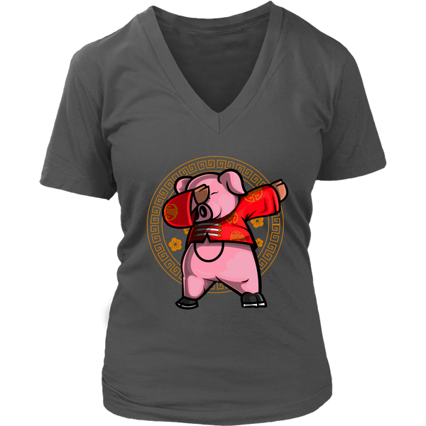 Dabbing Year of the Pig Tee - Happy Chinese New Year - Womens Plus Size Up To 4X