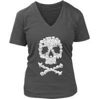 Dogs Skull Skeleton Dog Bones Trick or Treat Halloween Puppy V-Neck T-Shirt Womens Plus Size S-4XL