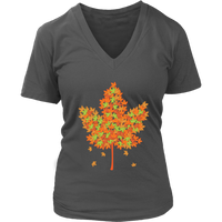 Autumn Season Maple Leaf Tshirt - Fall Leaves T-Shirt - Womens Plus Size Up To 4X