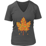 Autumn Season Maple Leaf Tshirt - Fall Leaves T-Shirt - Womens Plus Size Up To 4X