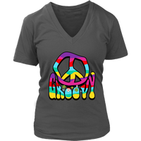 Groovy Peace Sign 60s 70s Tshirt Retro Hippie Soul V-Neck T-Shirt Womens Plus Size S-4XL