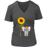 Sunflower Elephant T-Shirt Animal Flowers You are My SunshineTee Plus Size V-Neck Up to 4X