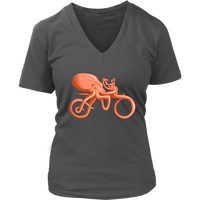 Cycling T-Shirt - Octopus on a Bike Tshirt - Funny Graphic - Womens Plus Size up to 4X