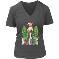 Feliz Navidad Dog Pun Tshirt - Navidog Christmas T-Shirt - Womens Plus Size Up To 4X