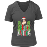 Feliz Navidad Dog Pun Tshirt - Navidog Christmas T-Shirt - Womens Plus Size Up To 4X