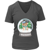 Dog Snowglobe Winter Tshirt - Cute Christmas Puppy Tee Shirt - Womens Plus Size Up To 4X