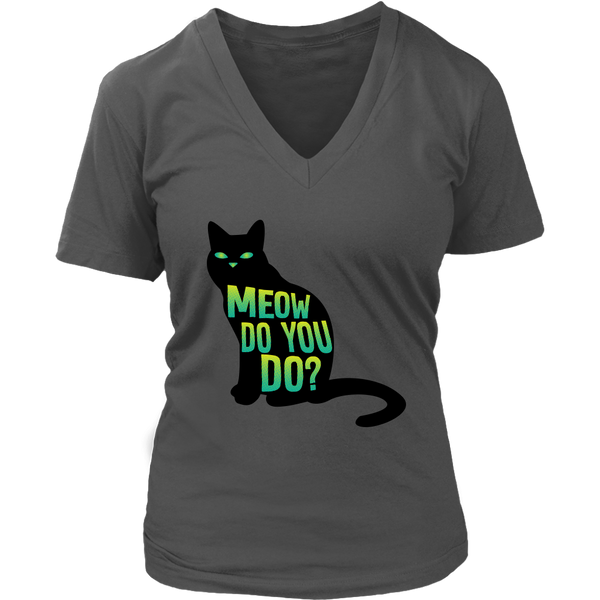 Friendly Black Cat Tshirt - Meow Cute Kitten T-Shirt - Womens Plus Size Up To 4X