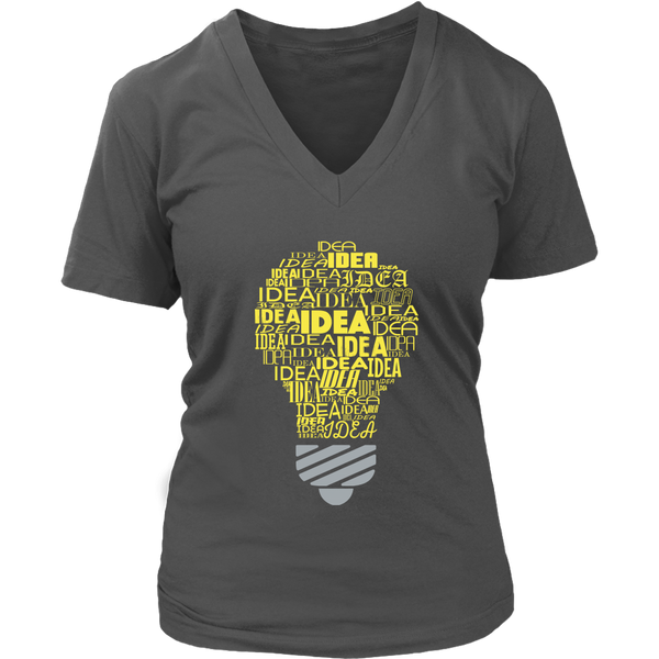 Bright Idea Shirt - Light Bulb Graphic Tee - Genius T-Shirt - Womens Plus Size Up To 4X