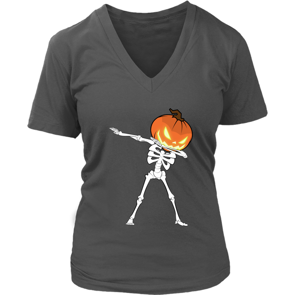 Dabbing Pumpkin Tshirt - Dancing Halloween Skeleton - Womens Plus Size up to 4X