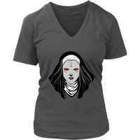 Halloween Occult Nun Tshirt - Creepy Black Religion Gothic T-Shirt - Womens Plus Size Up To 4X