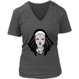 Halloween Occult Nun Tshirt - Creepy Black Religion Gothic T-Shirt - Womens Plus Size Up To 4X