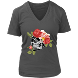 Skull and Flowers Shirt - Halloween T-Shirt - Graphic Tee - Womens Plus Size Up To 4X