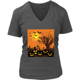 Jack O Lantern T-Shirt - Spooky Cemetery T Shirt Halloween - Womens Plus Size up to 4X