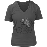 Porcupine Bike Rider Animal Lover Funny Biking Introvert V-Neck T-Shirt Womens Plus Size S-4XL