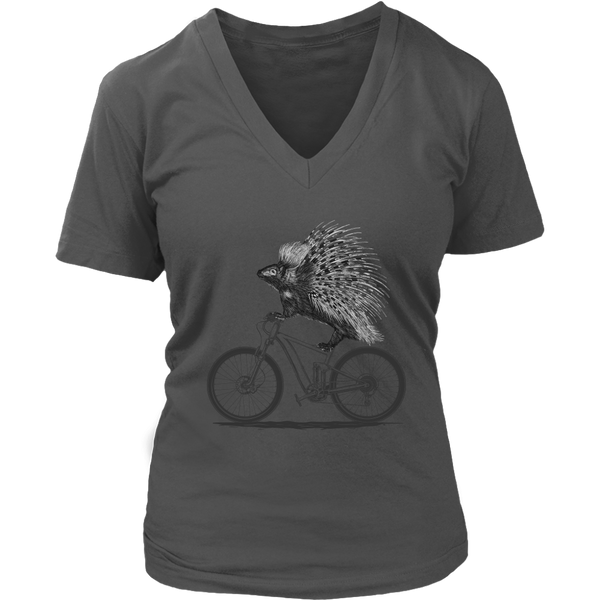 Porcupine Bike Rider Animal Lover Funny Biking Introvert V-Neck T-Shirt Womens Plus Size S-4XL