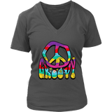 Distressed Groovy Peace Sign 60s 70s Tshirt Retro Hippie Soul V-Neck T-Shirt Womens Plus Size S-4XL