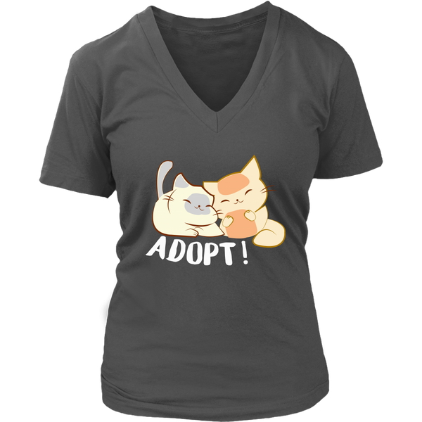 Adopt A Cat T-Shirt - Animal Rescue Shirt - Save a Life Tee - Womens Plus Size Up To 4X