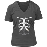 Ribcage Skeleton Tshirt - Halloween Spooky Bones Tee - Womens Plus Size up to 4X