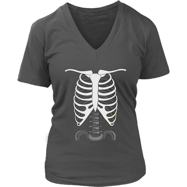 Ribcage Skeleton Tshirt - Halloween Spooky Bones Tee - Womens Plus Size up to 4X