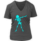 Neon Dabbing Skeleton Tshirt - Dancing Halloween Bones - Womens Plus Size up to 4X