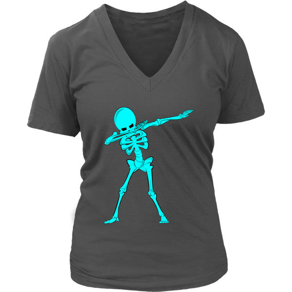 Neon Dabbing Skeleton Tshirt - Dancing Halloween Bones - Womens Plus Size up to 4X