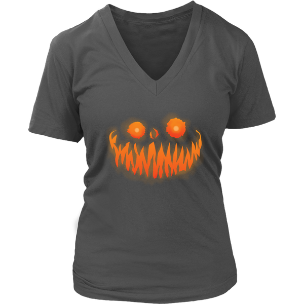 Evil Monster Halloween Tshirt - Jack O Lantern Smile Tee - Womens Plus Size up to 4X