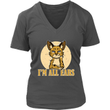 I'm All Ears Ginger Serval Cat Rescue Wild Animal Big Cats V-Neck T-Shirt Womens Plus Size S-4XL