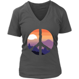 Nature Peace Sign T-Shirt - Sunset Retro Tee 60s 70s Hippies - Womens Plus Size up to 4X