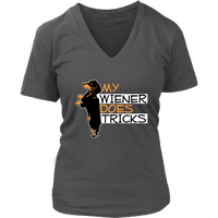 My Wiener Does Tricks Shirt - Weiner Dog T-Shirt - Graphic T - Womens Plus Size Up To 4X