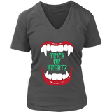 Halloween Trick or Treat T-Shirt - Vampire Fangs Tshirt - Womens Plus Size up to 4X