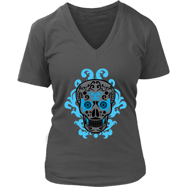 Halloween T-Shirt - Skull and Butterflies Graphic Shirt - Womens Plus Size Up To 4X