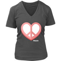 Love Peace Heart Sign T-Shirt - Valentine Retro Tee 60s - Womens Plus Size up to 4X