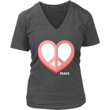 Love Peace Heart Sign T-Shirt - Valentine Retro Tee 60s - Womens Plus Size up to 4X