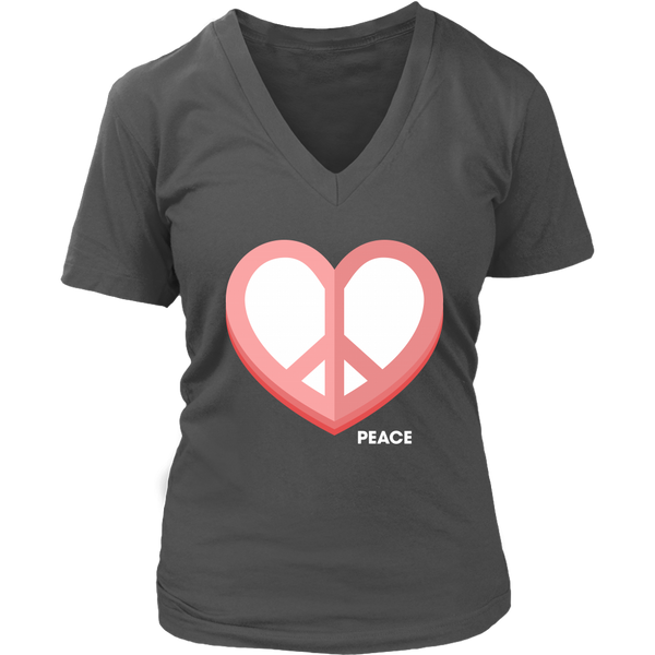 Love Peace Heart Sign T-Shirt - Valentine Retro Tee 60s - Womens Plus Size up to 4X