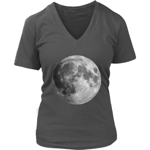 Full Moon T-Shirt - Space Tshirt - Graphic Realistic Tee - Womens Plus Size Up To 4X